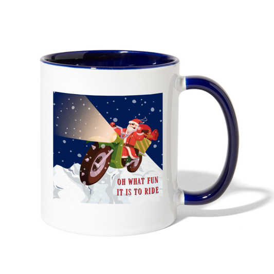 Oh What Fun Mug - white/cobalt blue